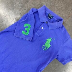 Vintage Polo Ralph Lauren Big Pony Polo Shirt Blue Green Logo Women's XS/S